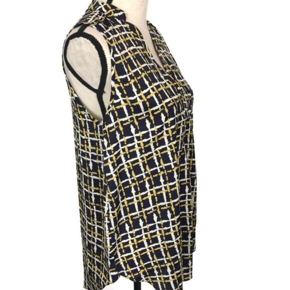 Tea n Rose Sleeveless Blouse Multicolor Checkered V-Neck Pocket Women's Size Med - Picture 2 of 8